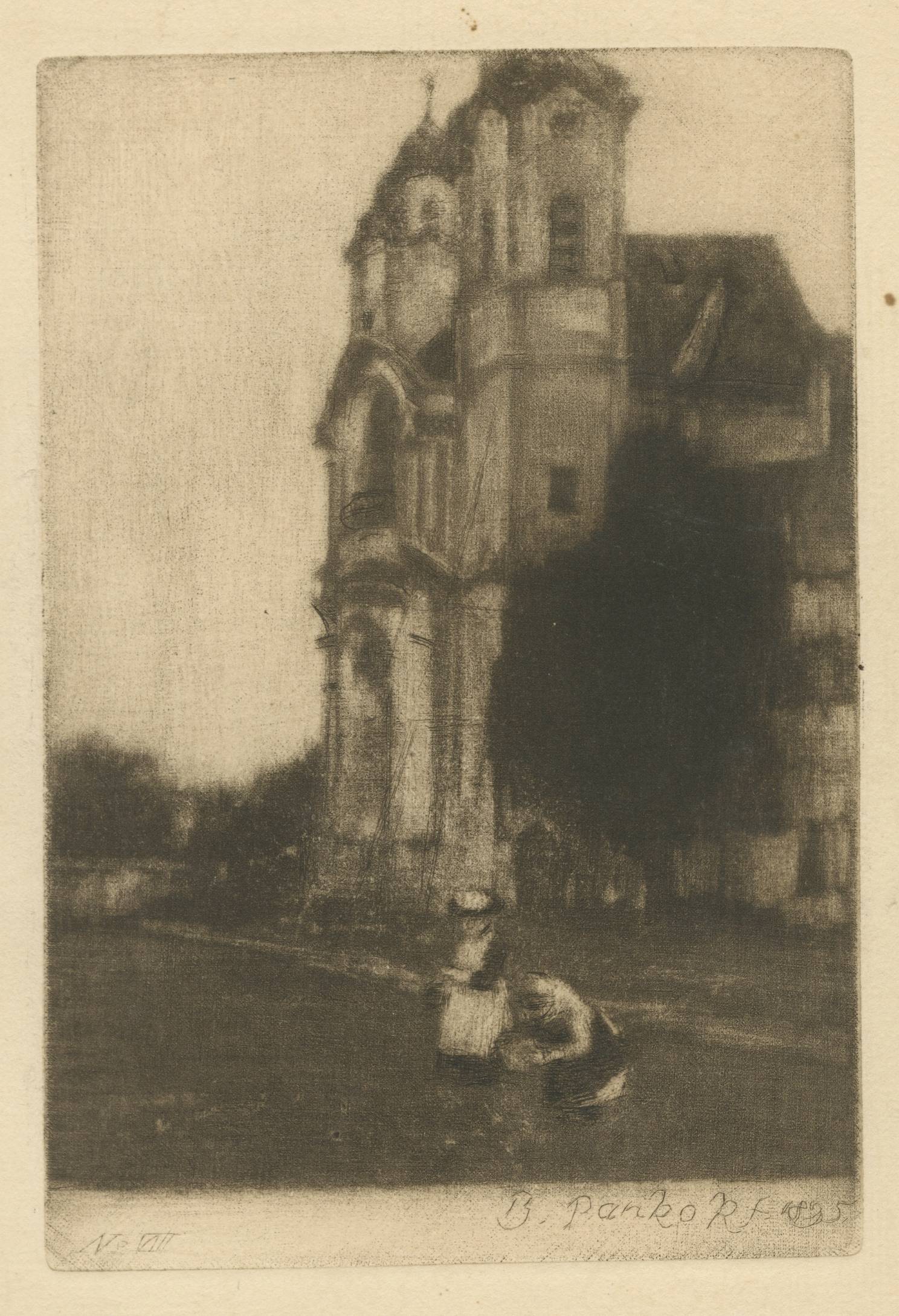 mezzotint of French country hourse